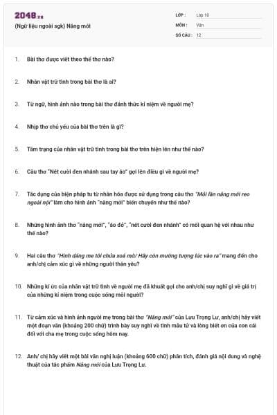 (Ngữ liệu ngoài sgk) Nắng mới