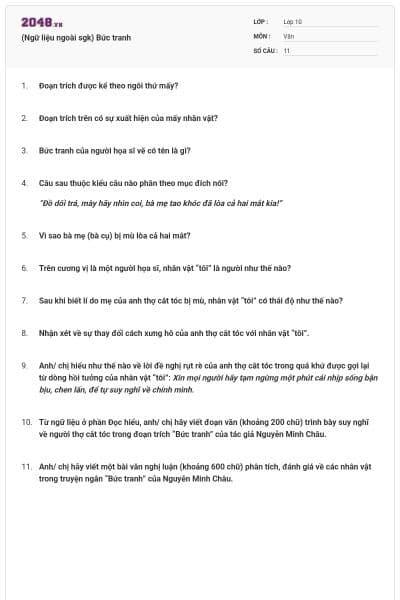 (Ngữ liệu ngoài sgk) Bức tranh