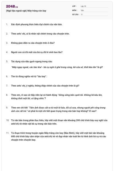 (Ngữ liệu ngoài sgk) Mây trắng còn bay