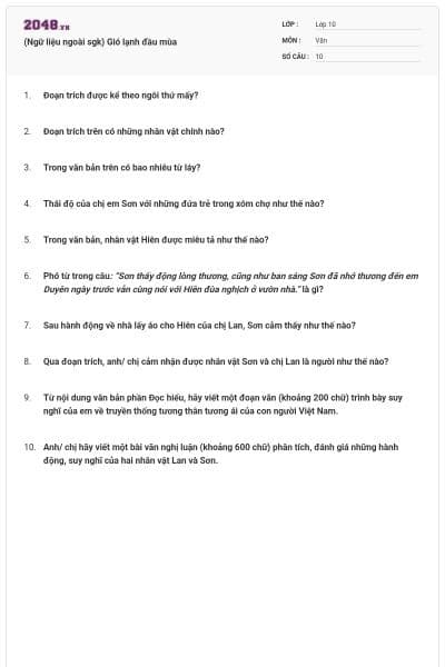 (Ngữ liệu ngoài sgk) Gió lạnh đầu mùa