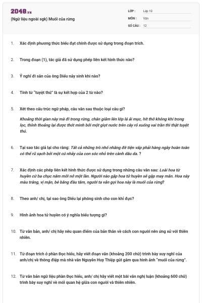 (Ngữ liệu ngoài sgk) Muối của rừng