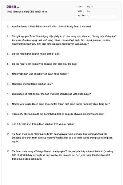 (Ngữ liệu ngoài sgk) Chữ người tử tù