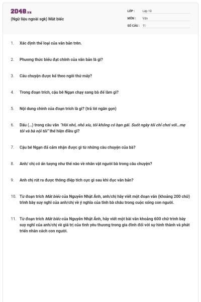 (Ngữ liệu ngoài sgk) Mắt biếc