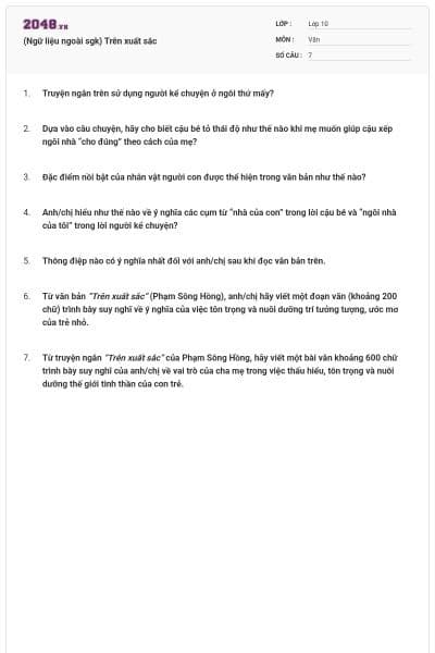 (Ngữ liệu ngoài sgk) Trên xuất sắc