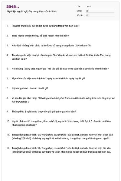 (Ngữ liệu ngoài sgk) Sự trung thực của trí thức