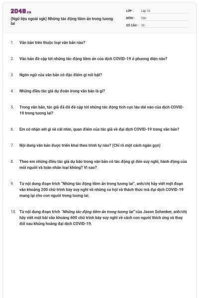 (Ngữ liệu ngoài sgk) Những tác động tiềm ẩn trong tương lai