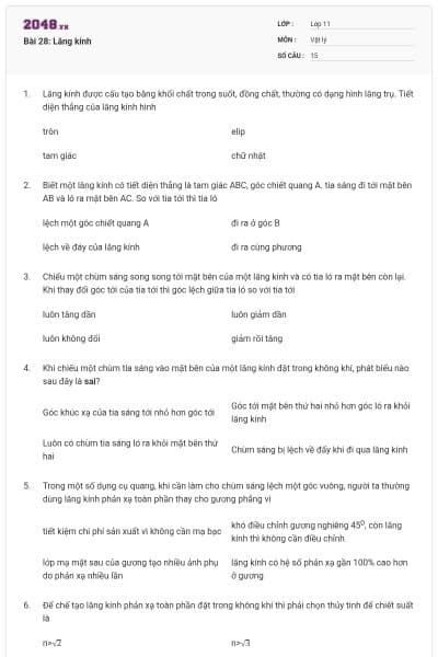 Bài 28: Lăng kính