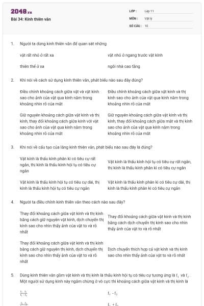 Bài 34: Kính thiên văn