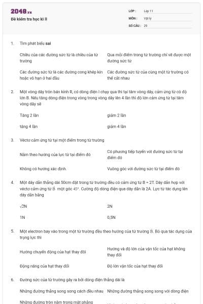 Đề kiểm tra học kì II