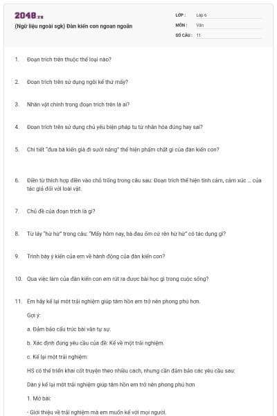 (Ngữ liệu ngoài sgk) Đàn kiến con ngoan ngoãn