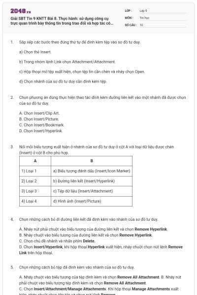 Giải SBT Tin 9 KNTT Bài 8. Thực hành: sử dụng công cụ trực quan trình bày thông tin trong trao đổi và hợp tác có đáp án