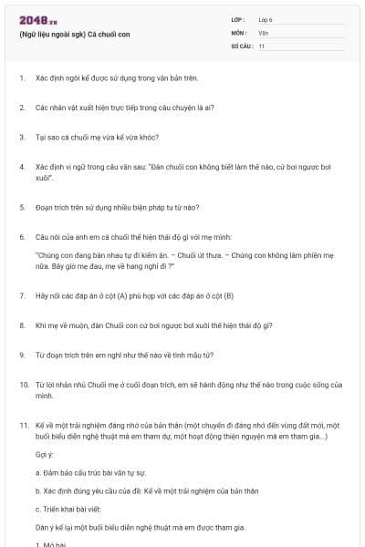 (Ngữ liệu ngoài sgk) Cá chuối con