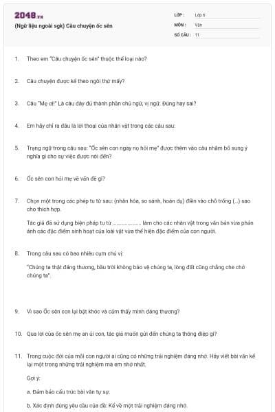 (Ngữ liệu ngoài sgk) Câu chuyện ốc sên