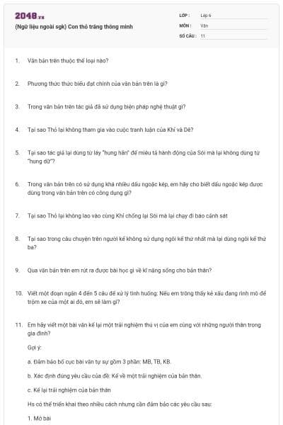 (Ngữ liệu ngoài sgk) Con thỏ trắng thông minh