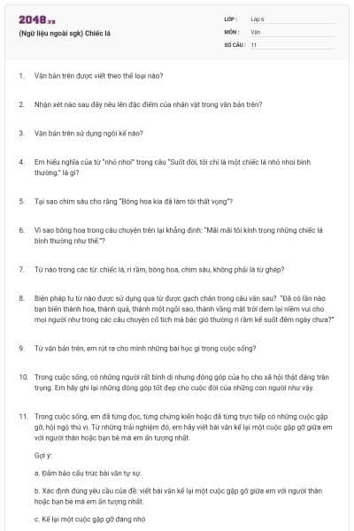 (Ngữ liệu ngoài sgk) Chiếc lá