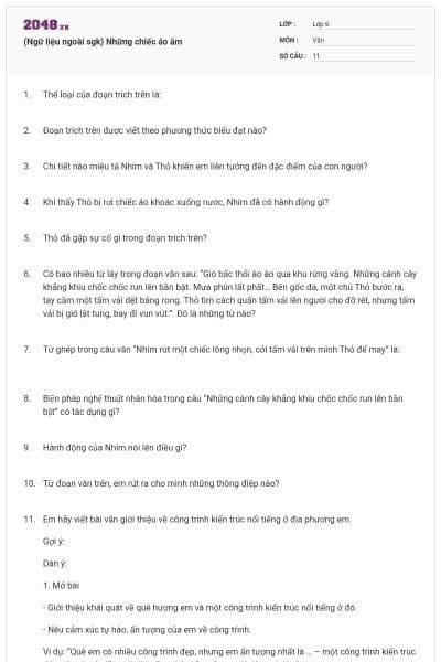 (Ngữ liệu ngoài sgk) Những chiếc áo ấm