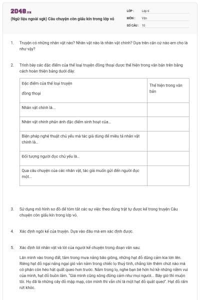 (Ngữ liệu ngoài sgk) Câu chuyện còn giấu kín trong lớp vỏ