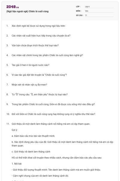 (Ngữ liệu ngoài sgk) Chiếc lá cuối cùng