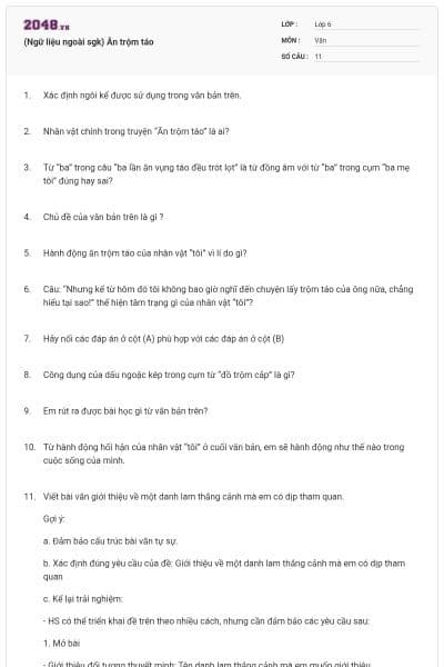 (Ngữ liệu ngoài sgk) Ăn trộm táo