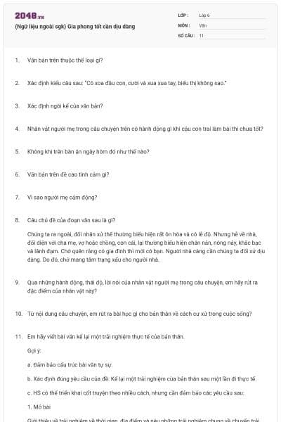 (Ngữ liệu ngoài sgk) Gia phong tốt cần dịu dàng