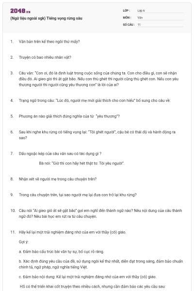 (Ngữ liệu ngoài sgk) Tiếng vọng rừng sâu