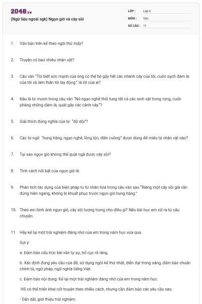 (Ngữ liệu ngoài sgk) Ngọn gió và cây sồi