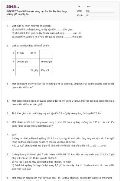 Giải VBT Toán 5 Chân trời sáng tạo Bài 86. Em làm được những gì? có đáp án