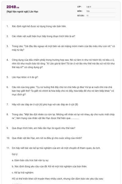 (Ngữ liệu ngoài sgk) Lão Hạc