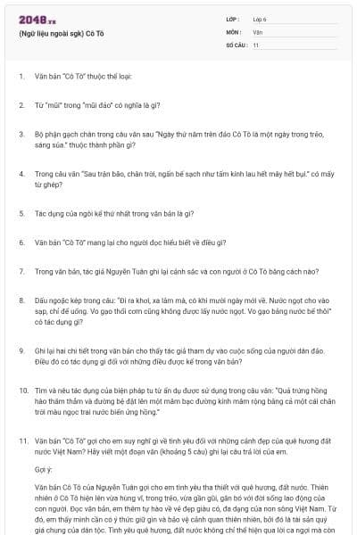 (Ngữ liệu ngoài sgk) Cô Tô