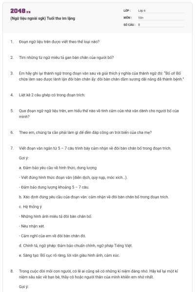 (Ngữ liệu ngoài sgk) Tuổi thơ im lặng