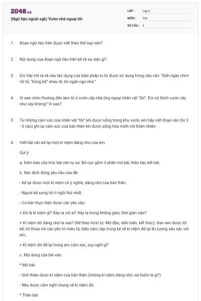 (Ngữ liệu ngoài sgk) Vườn nhà ngoại tôi