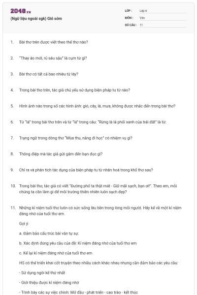 (Ngữ liệu ngoài sgk) Gió sớm