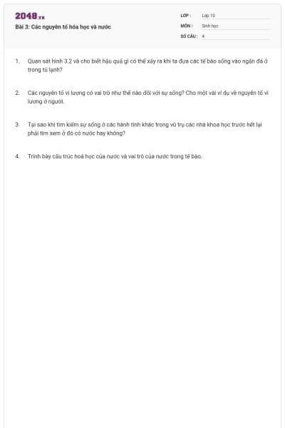 Bài 3: Các nguyên tố hóa học và nước