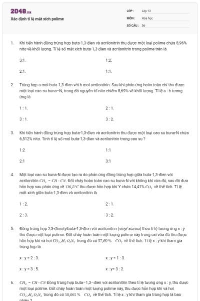 Xác định tỉ lệ mắt xích polime