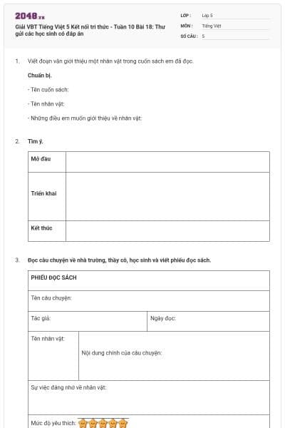 Giải VBT Tiếng Việt 5 Kết nối tri thức - Tuần 10 Bài 18: Thư gửi các học sinh có đáp án