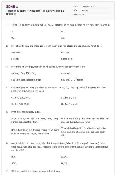 Tổng hợp đề ôn thi THPTQG Hóa Học cực hay có lời giải (Đề số 6)