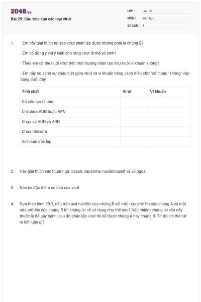 Bài 29: Cấu trúc của các loại virut
