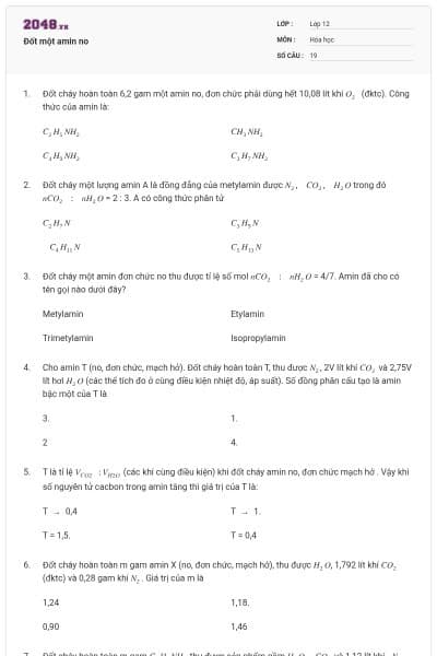 Đốt một amin no