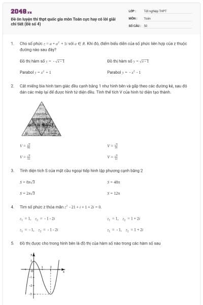 Đề ôn luyện thi thpt quốc gia môn Toán cực hay có lời giải chi tiết (Đề số 4)