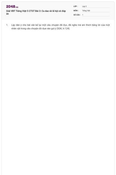 Giải VBT Tiếng Việt 5 CTST Bài 3: Ca dao về lễ hội có đáp án