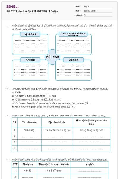 Giải VBT Lịch sử và địa lí 11 KNTT Bài 11 Ôn tập