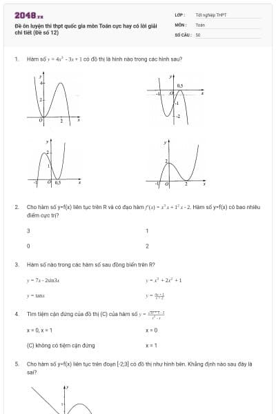 Đề ôn luyện thi thpt quốc gia môn Toán cực hay có lời giải chi tiết (Đề số 12)