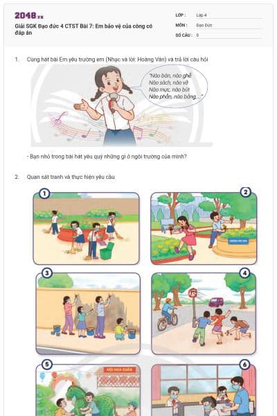 Giải SGK Đạo đức 4 CTST Bài 7: Em bảo vệ của công có đáp án