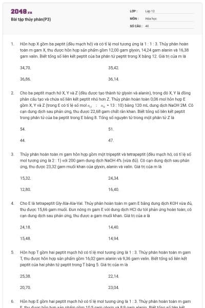 Bài tập thủy phân(P3)