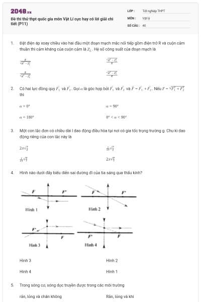 Đề thi thử thpt quốc gia môn Vật Lí cực hay có lời giải chi tiết (P11)