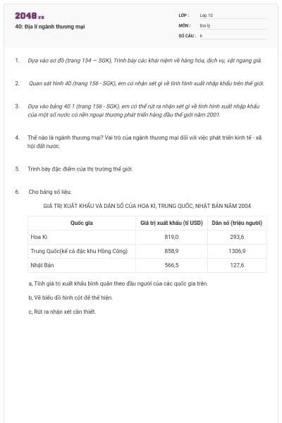 40: Địa lí ngành thương mại