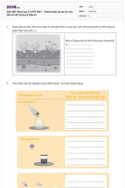 Giải VBT Khoa học 5 CTST Bài 1. Thành phần và vai trò của đất và cây trồng có đáp án