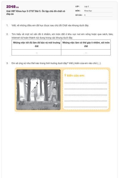 Giải VBT Khoa học 5 CTST Bài 5. Ôn tập chủ đề chất có đáp án