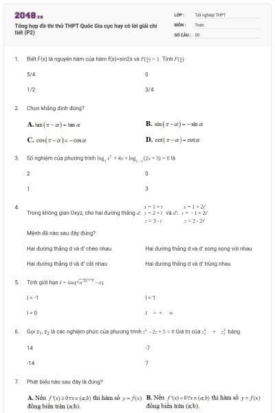 Tổng hợp đề thi thử THPT Quốc Gia cực hay có lời giải chi tiết (P2)