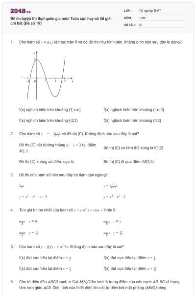Đề ôn luyện thi thpt quốc gia môn Toán cực hay có lời giải chi tiết (Đề số 19)
